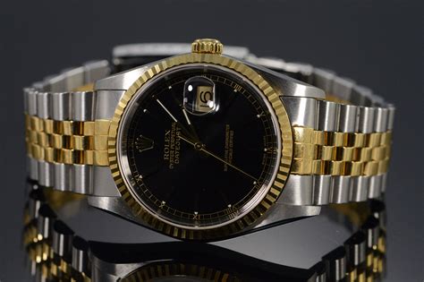 rolex datejust silver met goud black face|rolex datejust oyster steel.